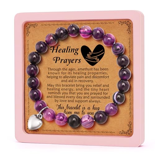 LEJIAJINW Get Well Gifts Healing Purple Bracelet for Women Inspirational Birthday Girls Breast Cancer Care Gift After Surgery Presents for Sister Friends Friendship Bestie Mom Grandma Mothers Day - Image 1