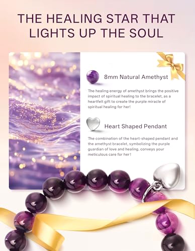 LEJIAJINW Get Well Gifts Healing Purple Bracelet for Women Inspirational Birthday Girls Breast Cancer Care Gift After Surgery Presents for Sister Friends Friendship Bestie Mom Grandma Mothers Day - Image 2