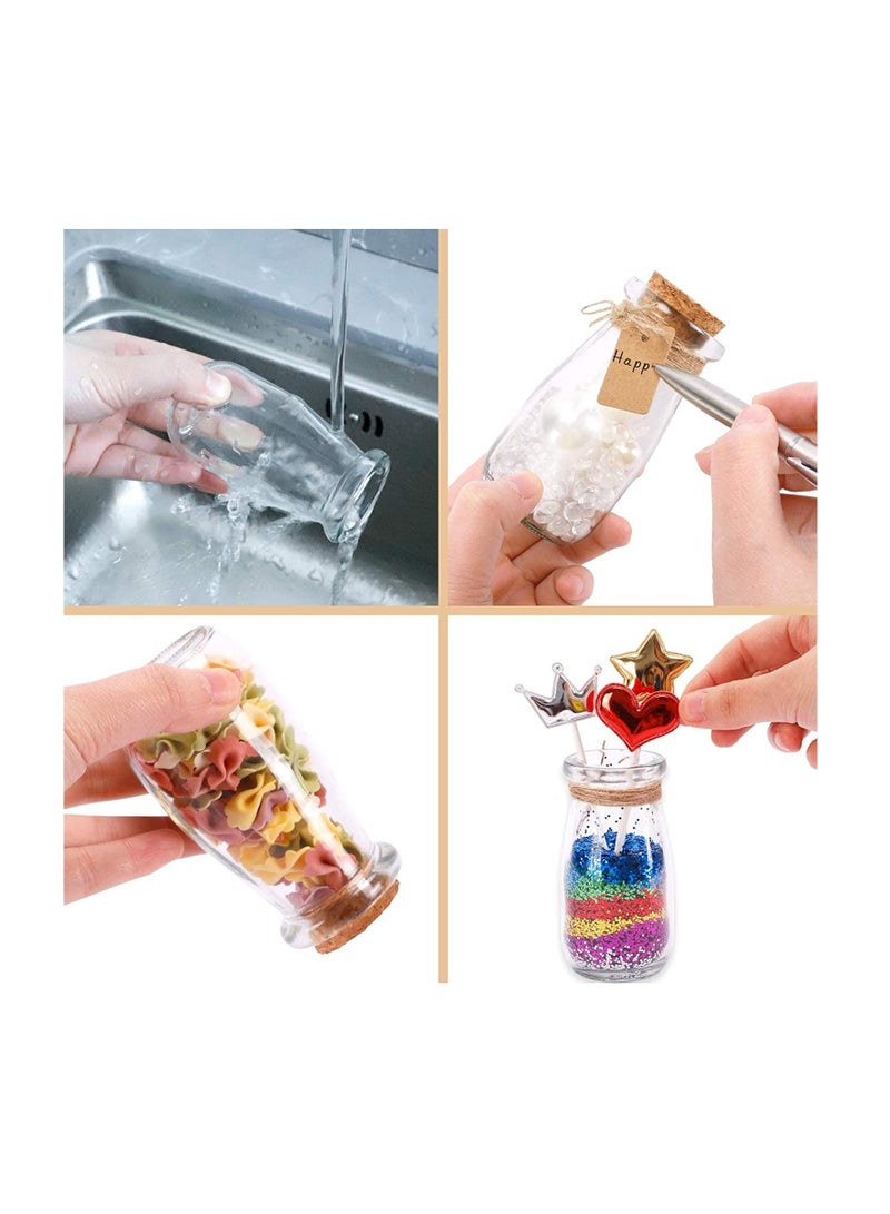 Barakah 24pcs 3.4oz Glass Favor Jars, 100ml Small Bottles with Cork Lids, Mini Milk Potion Bottles, Party Cute Jars Wedding Favors Label Tags and 30m Burlap Ribbon - Image 3
