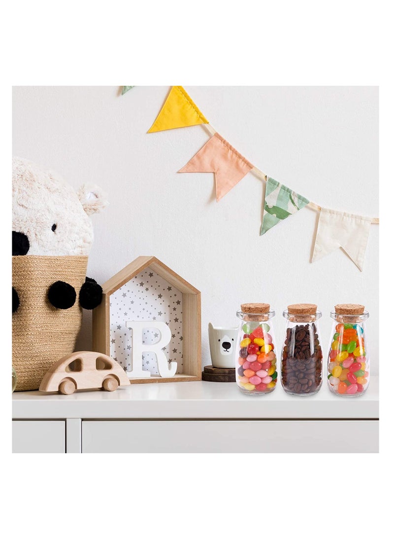 Barakah 24pcs 3.4oz Glass Favor Jars, 100ml Small Bottles with Cork Lids, Mini Milk Potion Bottles, Party Cute Jars Wedding Favors Label Tags and 30m Burlap Ribbon - Image 4
