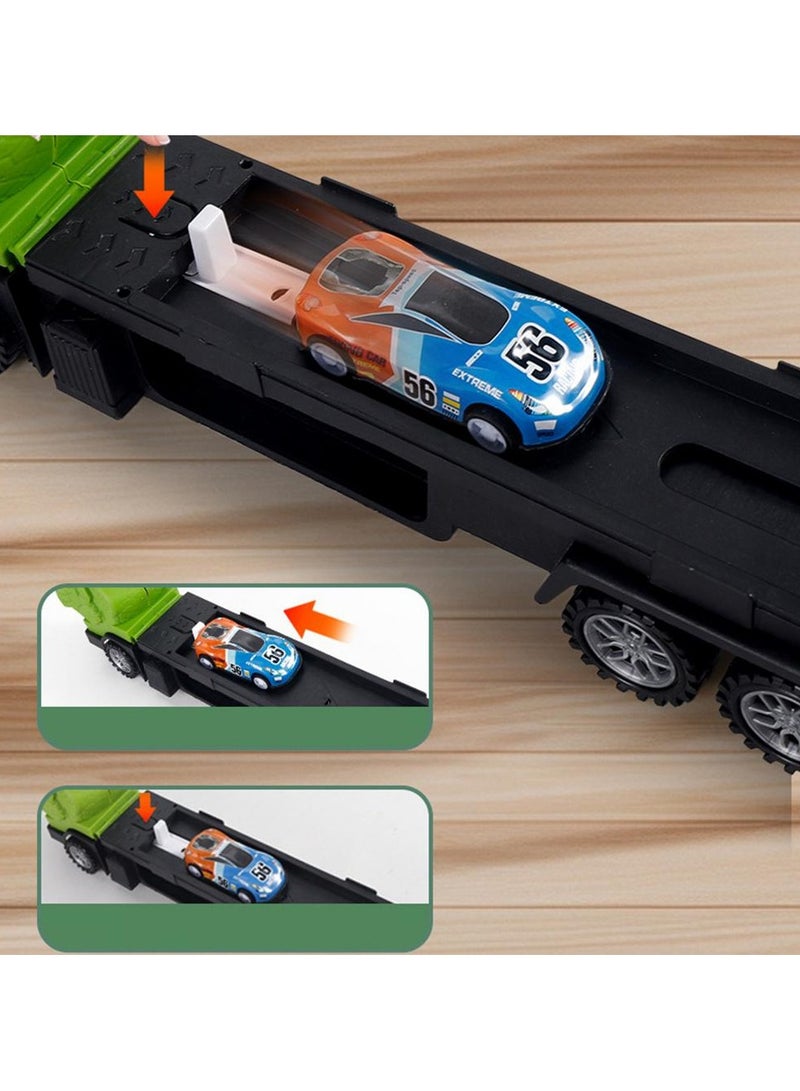 Metal Cars, Gift Playset for Boys 6 Car Toys - Dinosaur Transport Truck with Launch Track, Includes - Image 5