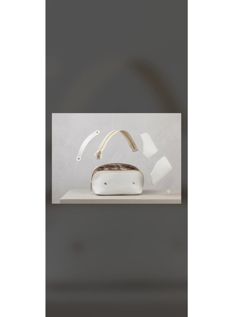Large, organized makeup bag with multiple compartments and a modern design; suitable for travel; white. - Image 4