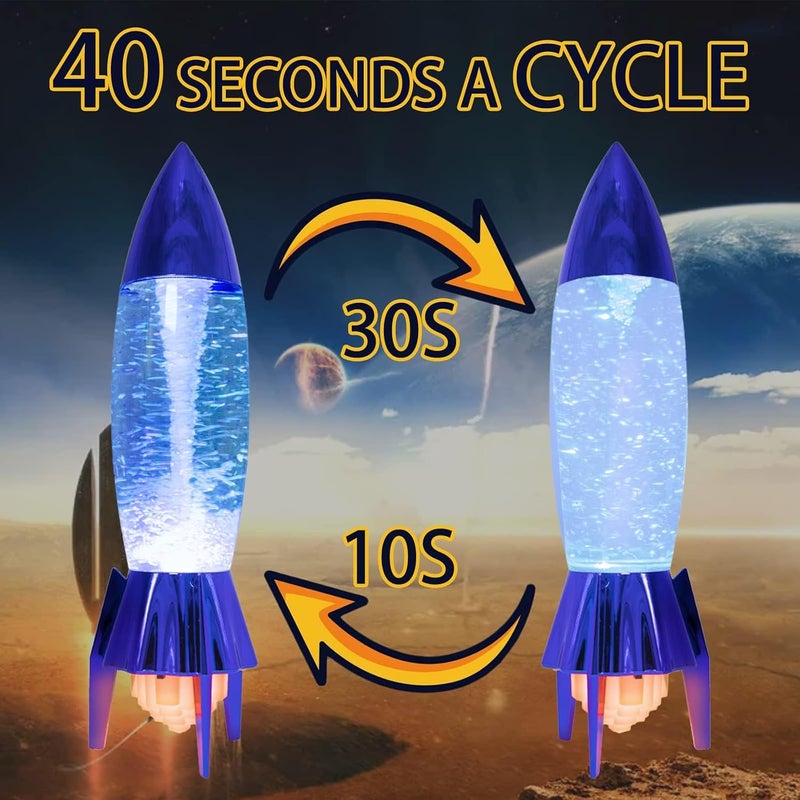ياكي مصباح تورنادو الصاروخي 11 بوصة مع إضاءة LED متغيرة الألوان، يعمل بالبطارية أو كابل USB، ديكور عيد الميلاد باللون الأزرق - Image 4