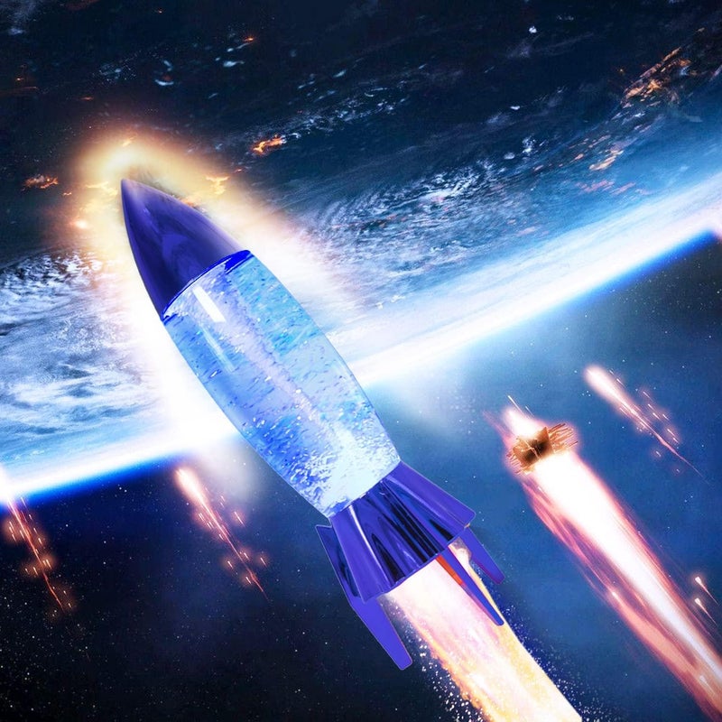 ياكي مصباح تورنادو الصاروخي 11 بوصة مع إضاءة LED متغيرة الألوان، يعمل بالبطارية أو كابل USB، ديكور عيد الميلاد باللون الأزرق - Image 5