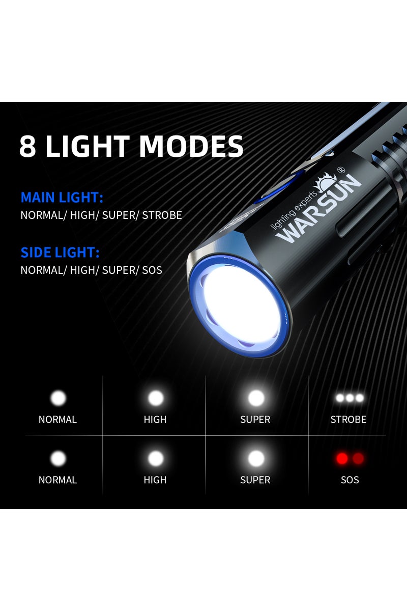 erorex 18650 Lithium Battery Warsun Outdoor 2000 Lm Emergency Small Portable Tactical Type C Rechargeable T - Image 3