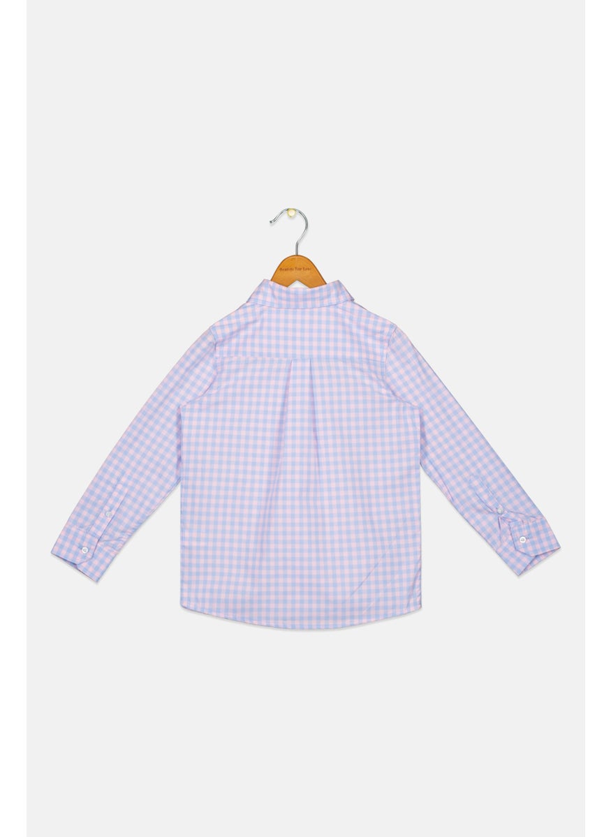 Andy & Evan Kids Boy Long Sleeve Checkered Casual Shirts, Pink  - Image 2