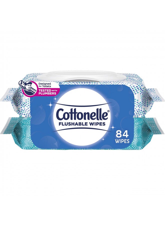 Cottonelle Cottonelle Flushable Wet Wipes for Adults, 2 Flip-Top Packs, 42 Wipes per Pack (84 Wipes Total)  - Image 1