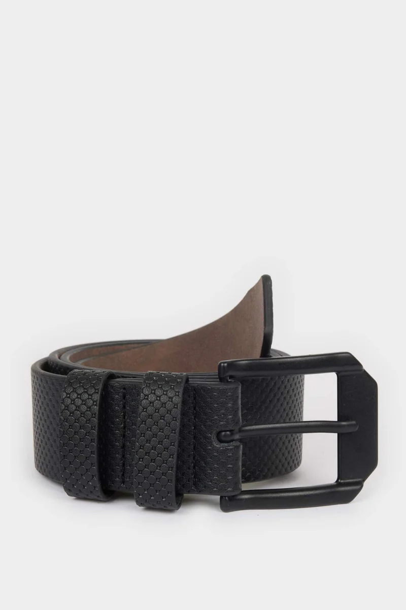 ديفاكتو Man Rectangle Clasp Faux Leather Belt