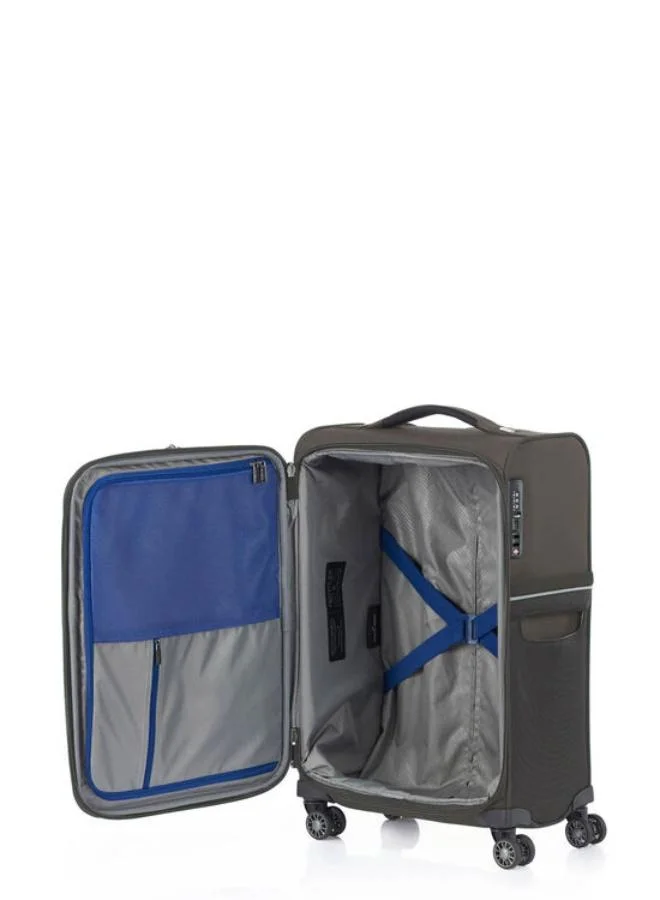Samsonite 55 73h suitcase cabin size 55 cm / 20 inch, 4 spinner wheels, 100% nylon, platin grey|soft top|front pocket compartment|tsa combination lock - 10 years international warranty  | Best Price UAE