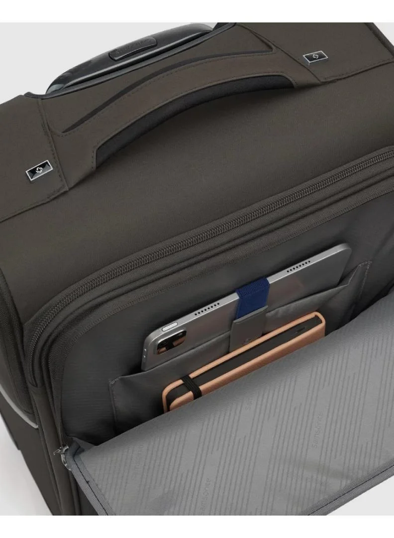 Samsonite 55 73h suitcase cabin size 55 cm / 20 inch, 4 spinner wheels, 100% nylon, platin grey|soft top|front pocket compartment|tsa combination lock - 10 years international warranty  | Best Price UAE