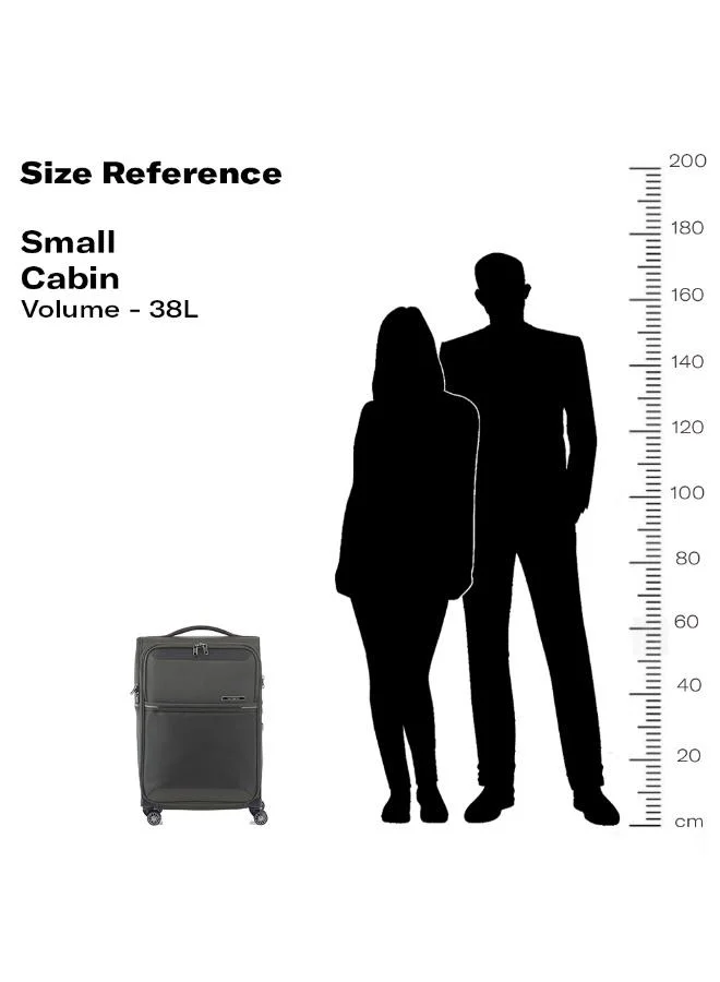 Samsonite 55 73h suitcase cabin size 55 cm / 20 inch, 4 spinner wheels, 100% nylon, platin grey|soft top|front pocket compartment|tsa combination lock - 10 years international warranty  | Best Price UAE