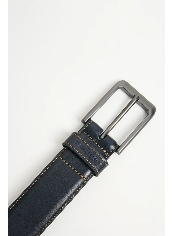 تكلف The Sovereign Line Formal Leather Belt Navy with Black Lining