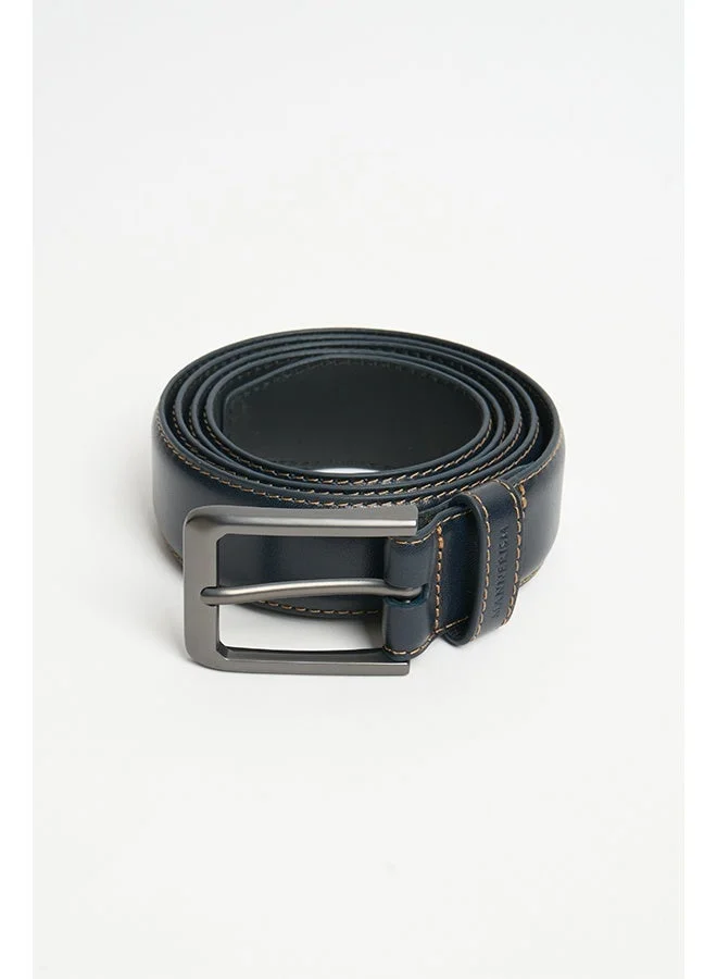 تكلف The Sovereign Line Formal Leather Belt Navy with Black Lining