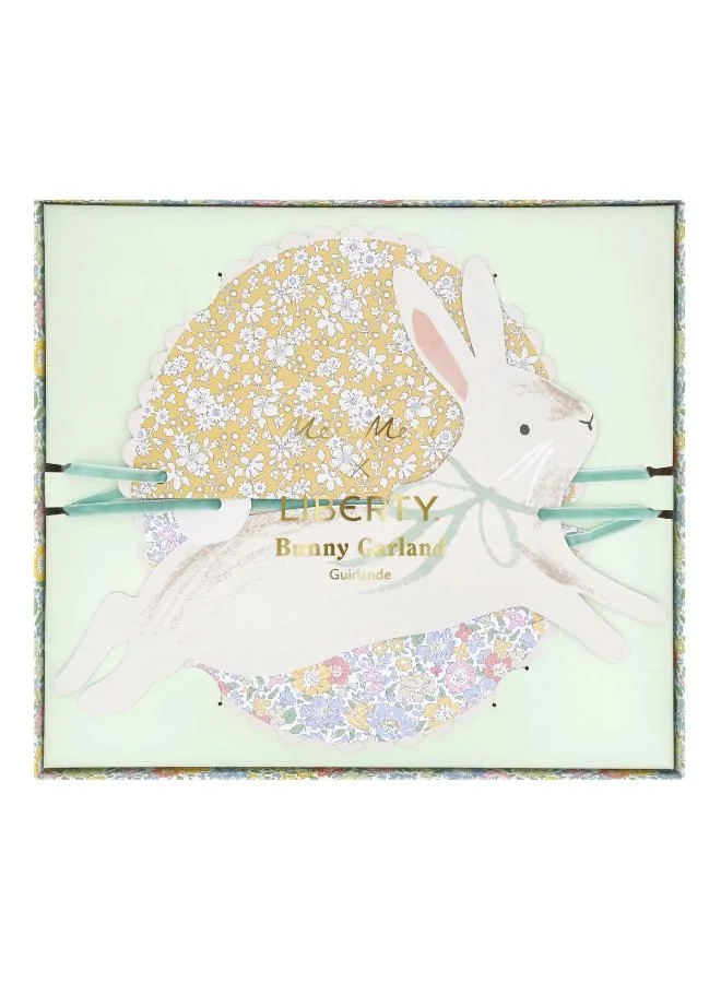 Meri Meri  x Liberty Bunny Garland Set - 2 Paper Garlands with Liberty Floral Scalloped Pennants, Bunny Shapes and Pinwheel Flowers with Gold Foil, Stylish Easter Party Decoration  | Best Price UAE