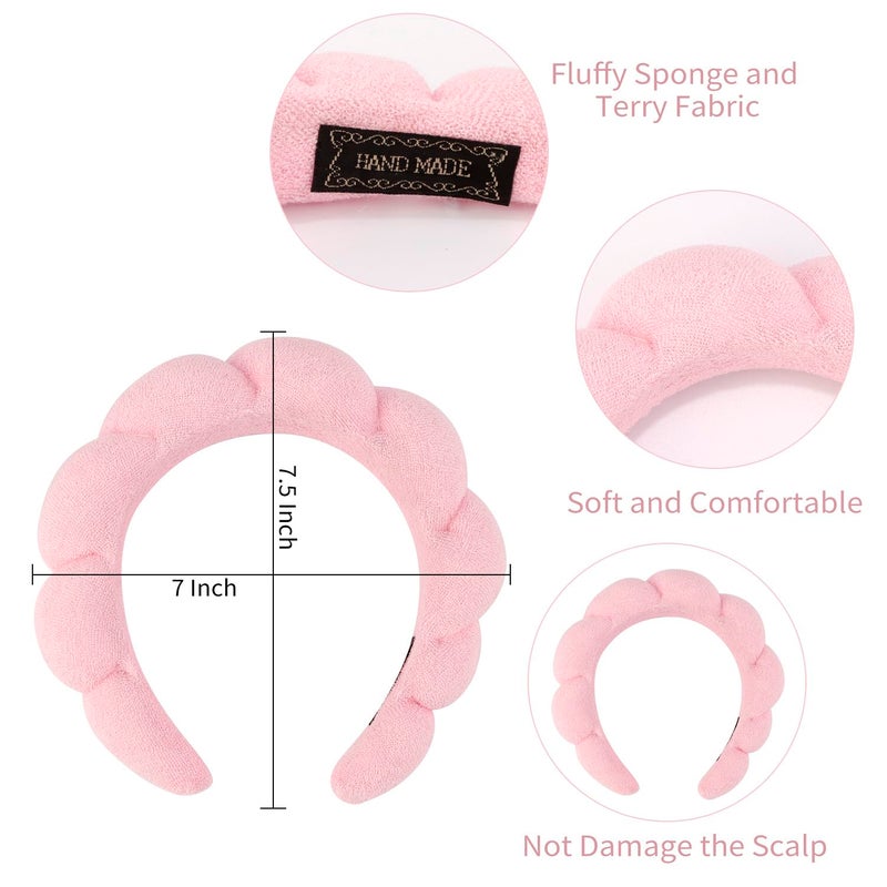 Chanaco Spa Headband and Wrist Bands for Women, Skincare HairBands Wrist Towels, Face Wash Hair Wraps Non Slip, Thick Facial Accessories for Makeup, Bath Shower Teen Girl Gifts Trendy Stuff - Image 5