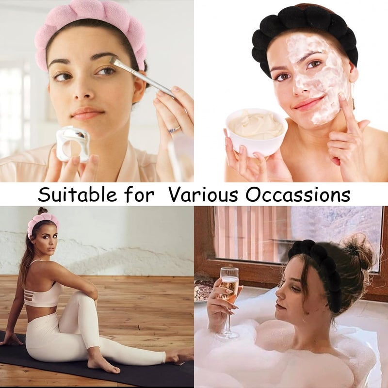 Chanaco Spa Headband and Wrist Bands for Women, Skincare HairBands Wrist Towels, Face Wash Hair Wraps Non Slip, Thick Facial Accessories for Makeup, Bath Shower Teen Girl Gifts Trendy Stuff - Image 4