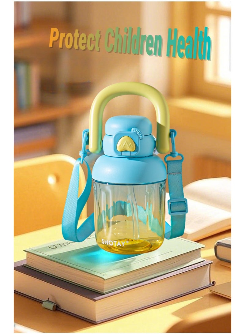 SHOTAY Kids Water Bottle for School 830ml BPA Free Reusable Leak-proof Plastic Water Bottles with Straw and EVA Cup Cover Anti Dust Spout Cover  - Image 3