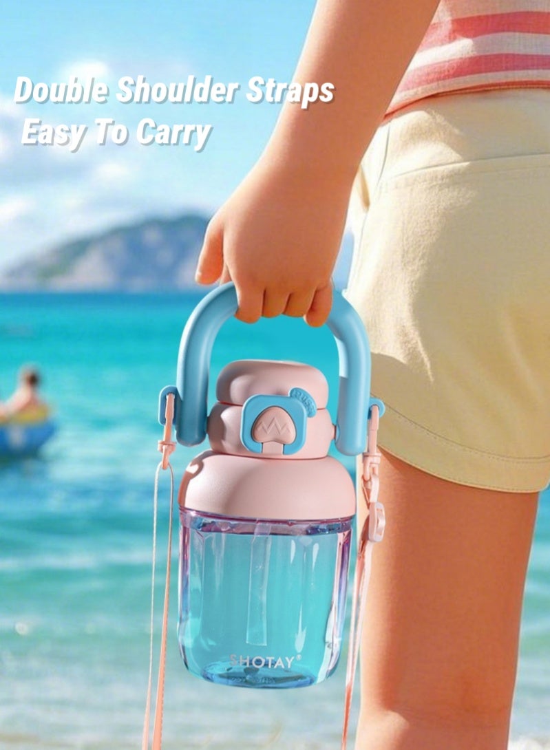 SHOTAY Kids Water Bottle for School 830ml BPA Free Reusable Leak-proof Plastic Water Bottles with Straw and EVA Cup Cover Anti Dust Spout Cover  - Image 5