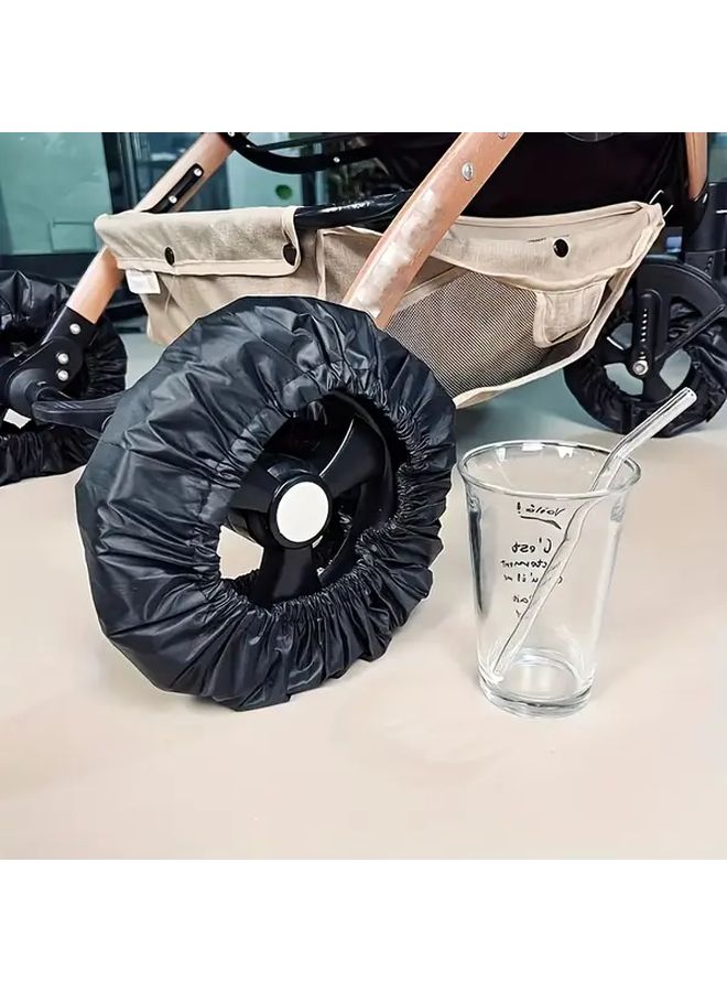 Set Of 4 Black Dustproof Small Cart Wheel Covers Durable Polyester Wheel Protectors With Secure Fit For 2 4 6 Inch Wheels Sturdy Easy To Clean Vehicle Wheel Protection Outdoor Use - Image 3