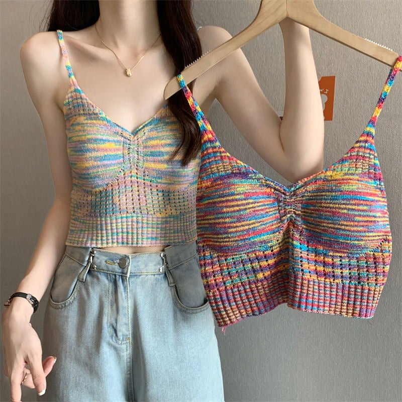 بلوزة صيفية قصيرة بتصميم أنبوب مزخرف بألوان متداخلة - Image 3
