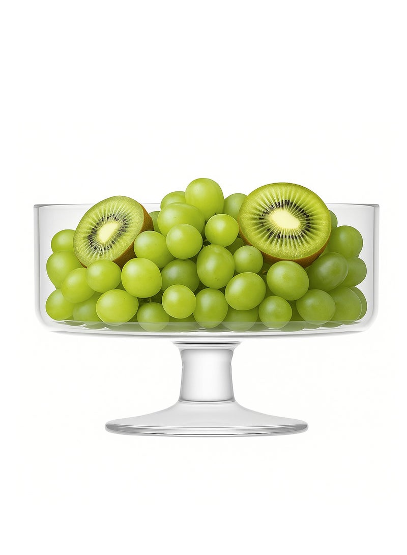 Glass Fruit Bowl - 7.25 inch, Round Glass Bowl, Clear Fruit and Salad Bowl, Centerpiece Serving Bowl, Fruit Bowl - Image 1