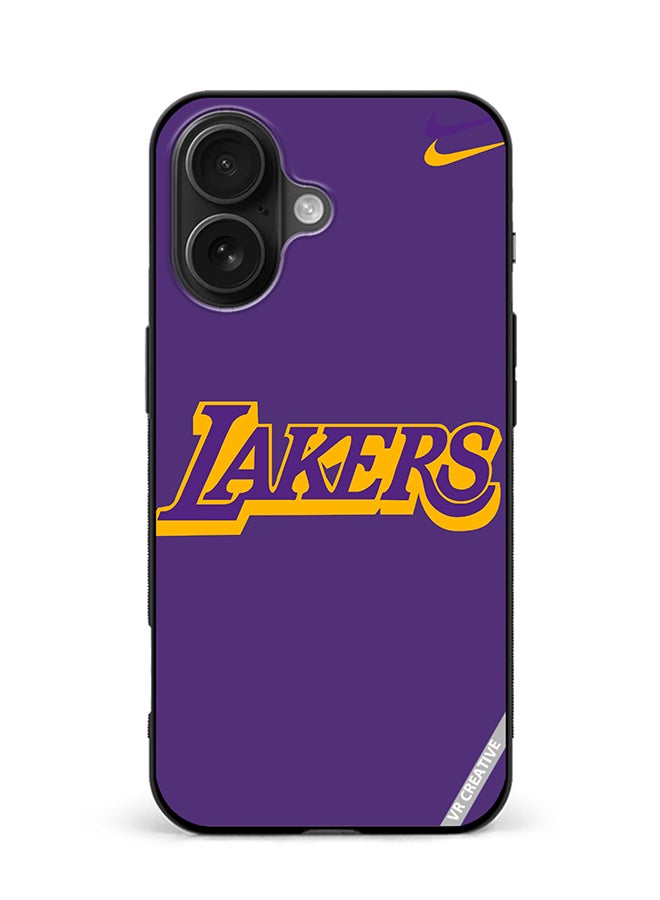 Protective Case Cover For Apple iPhone 16 Lakers Purple Design Multicolour