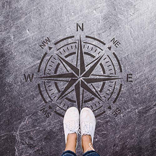 G GSS Designs GSS Designs Compass Stencil Large 12x12 Inch Wall Stencil - Reusable Compass Rose Stencil for Painting on Wood Walls Concrete Floor - Mylar Stencil for Walls (SL-116) - Image 2