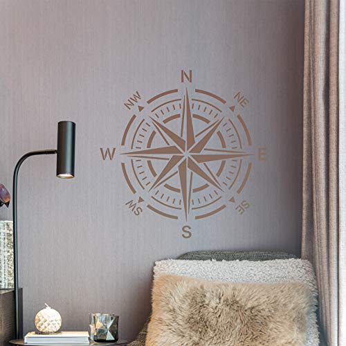G GSS Designs GSS Designs Compass Stencil Large 12x12 Inch Wall Stencil - Reusable Compass Rose Stencil for Painting on Wood Walls Concrete Floor - Mylar Stencil for Walls (SL-116) - Image 3