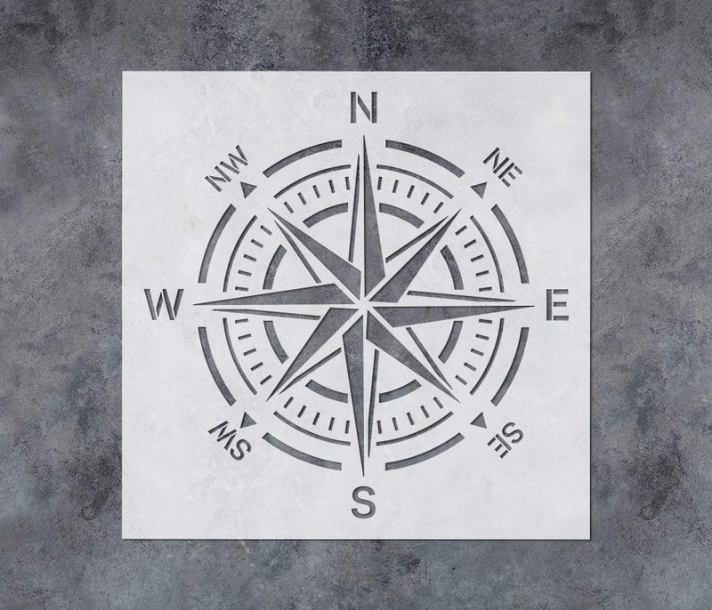 G GSS Designs GSS Designs Compass Stencil Large 12x12 Inch Wall Stencil - Reusable Compass Rose Stencil for Painting on Wood Walls Concrete Floor - Mylar Stencil for Walls (SL-116) - Image 5