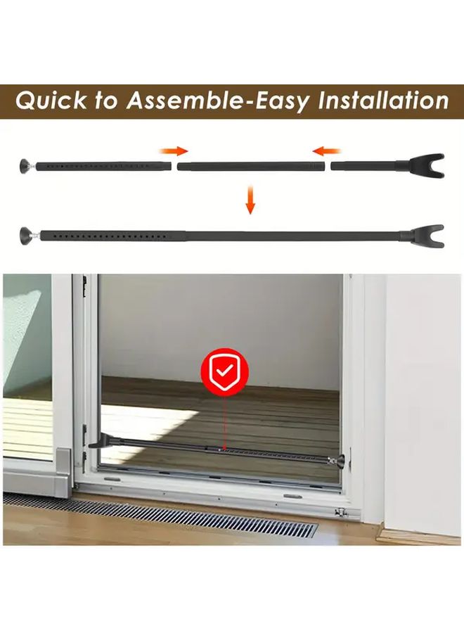Adjustable Door Security Bar Heavy Duty Iron 44 55 Inch Removable Safety Jammer White - Image 3