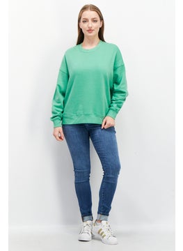 ESPRIT Women Ribbed Neck Solid Sweatshirt, Green  - Image 4