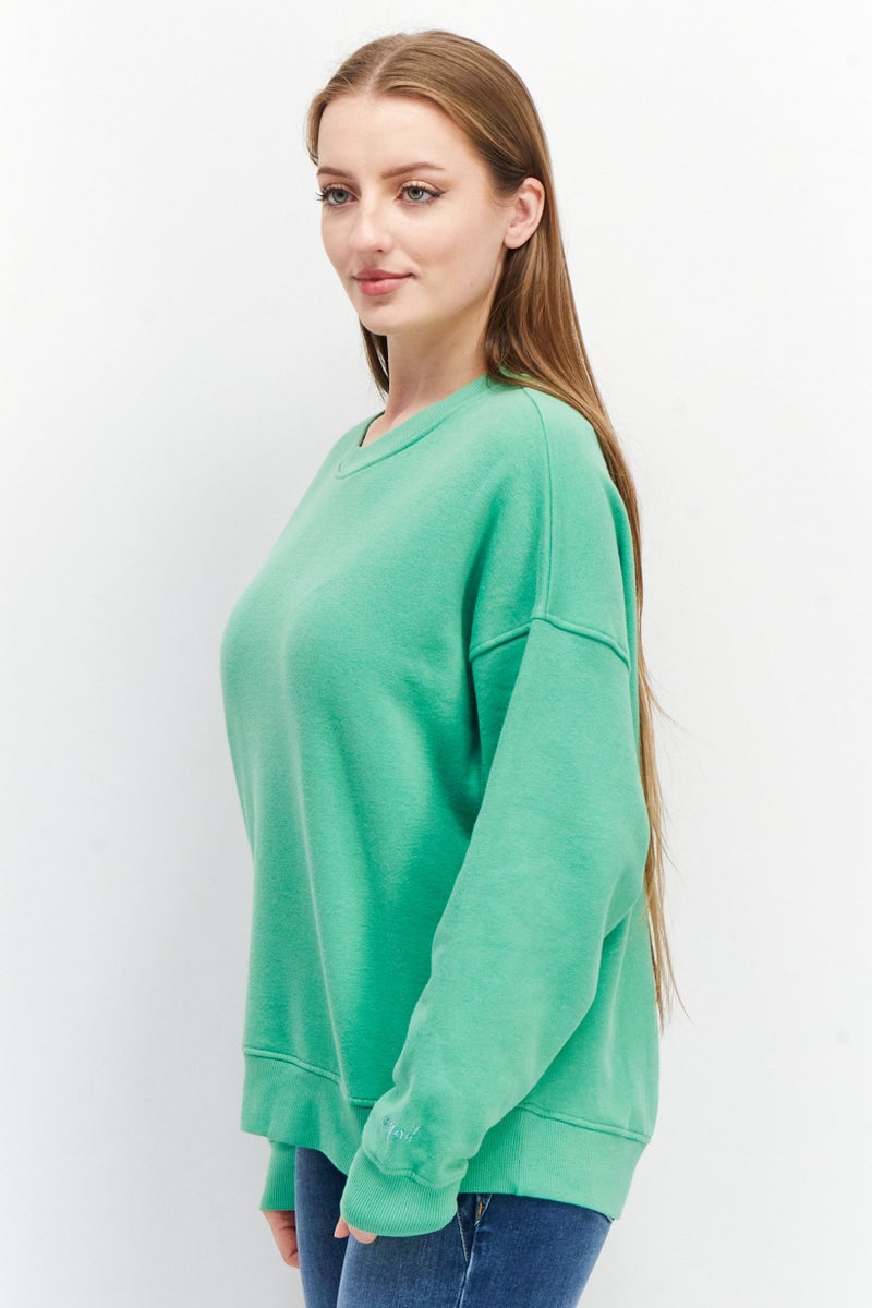 ESPRIT سويت شيرت نسائي بياقة مضلعة، أخضر - Image 2