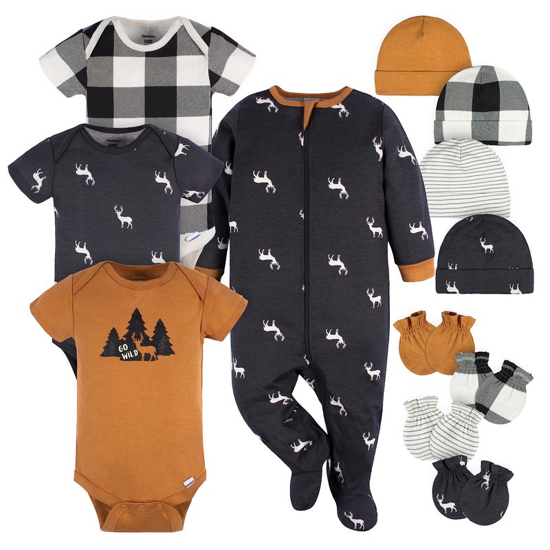 Gerber Baby Boys 12 Piece Layette Gift Set Brown Deer 69 Months