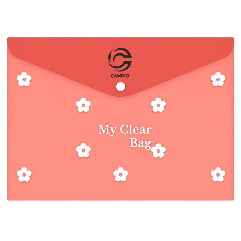 FUTURE X A4 Size Clear Bag (Set of 24), Full Size A4, Floral Design, Transparent Plastic Container for Papers, Button Closer File, Document File/Folder, (Multicolor_A4 Size)_24 - Image 4