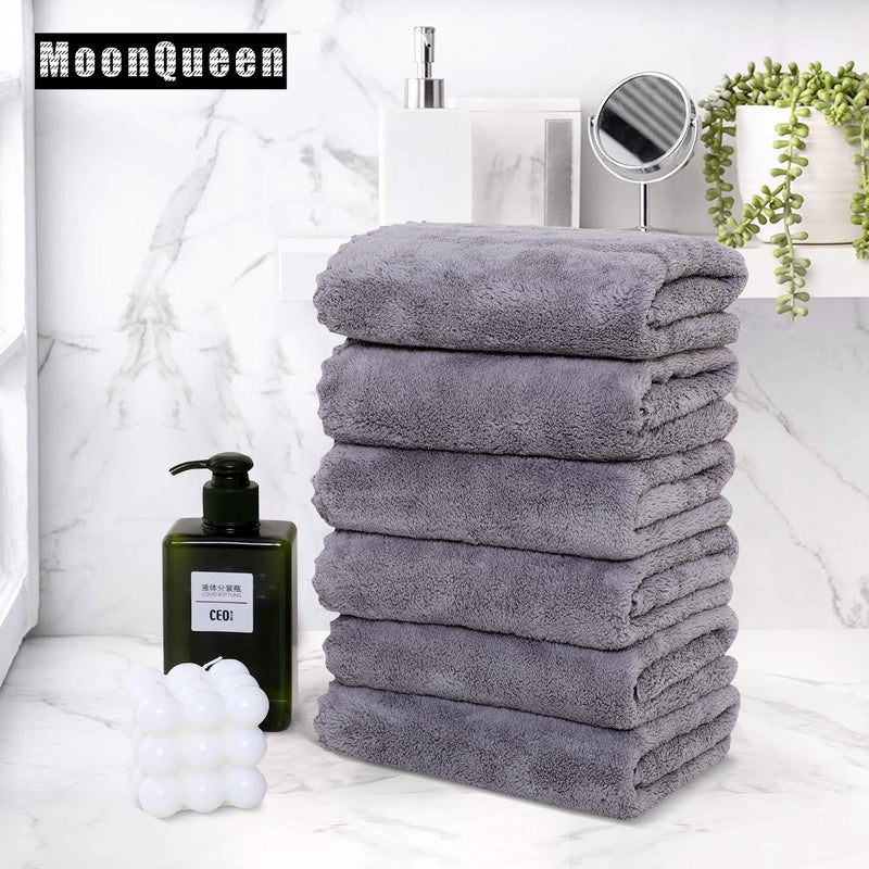 موون كوين Moonqueen 18 مناشف اليد المتميزة - تجفيف سريع - المناشف المصنوعة من الألياف الدقيقة من المناشف الامتصاصية للغاية - الاستخدام متعدد الأغراض كمنشفة يد دش في الفندق 16 × 28 بوصة (رمادي فاتح)  - Image 4