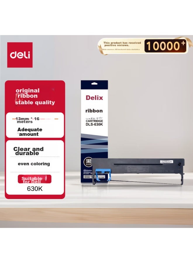 ديلي Deli Dls-630k طابعة مصفوفة النقاط شريط أسود، 16م مع خرطوشة - Image 1