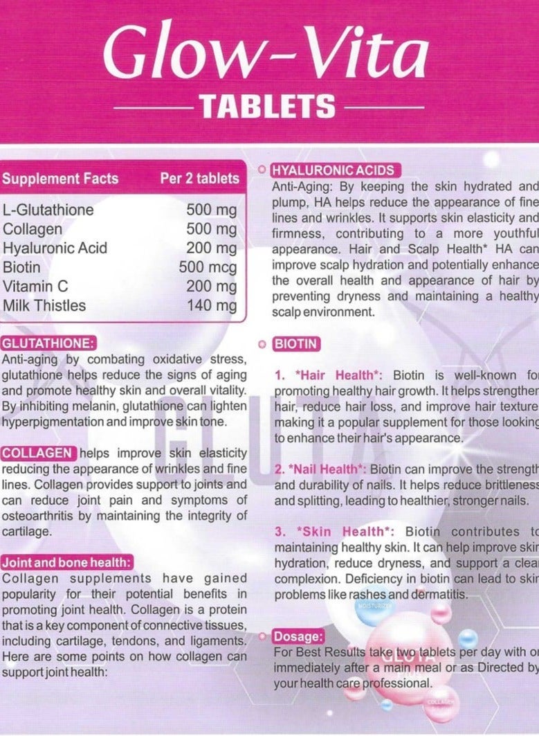 Vox Dei Labs أقراص جلاو فيتا للعناية بالبشرة – تركيبة فريدة مع L-جلوتاثيون، كولاجين، حمض الهيالورونيك، بيوتين وفيتامين C لبشرة متألقة | 30 قرص للرجال والنساء - Image 4