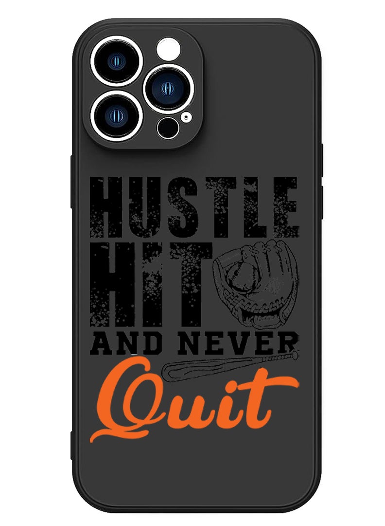 Theodor Protective Slim Fit Case Liquid Silicone Cover with Full Body Protection Anti-Scratch Shockproof Case For iPhone 15 Pro Max Black - Hustle hit and never quit black - Image 1