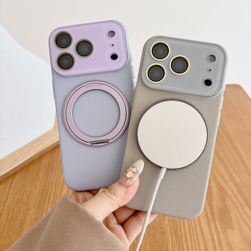 MagSafe iPhone 16 Plus Leather Case Protective Texture for iPhone 16 16 Plus 16 Pro 16 Pro Max and Kickstand and Full Coverage in Mint Colour - Image 5