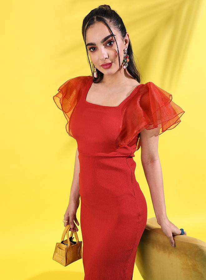 كامبوس سوترا فستان ضيق بأكمام مكشكشة - Image 1