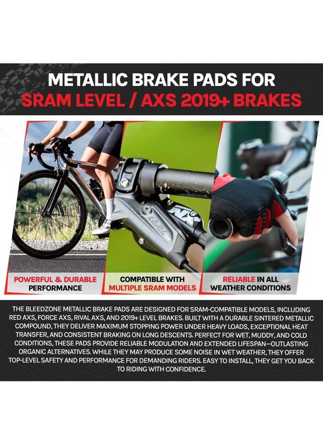BleedZone Metallic Brake Pads for SRAM Level/AXS 2019+ Brakes - Image 2