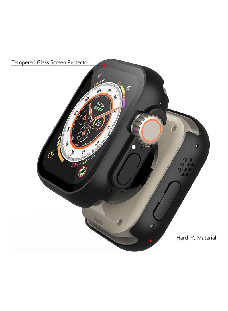 2 Pack Hard PC Case Built in Tempered Glass Compatible with 49mm Apple Watch Ultra 2 (2024) / Ultra, Thin Protective Case with Screen Protector for iWatch, Shockproof Cover with Button, Black - Image 4