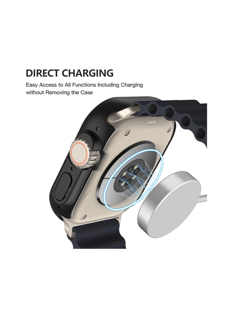 2 Pack Hard PC Case Built in Tempered Glass Compatible with 49mm Apple Watch Ultra 2 (2024) / Ultra, Thin Protective Case with Screen Protector for iWatch, Shockproof Cover with Button, Black - Image 5