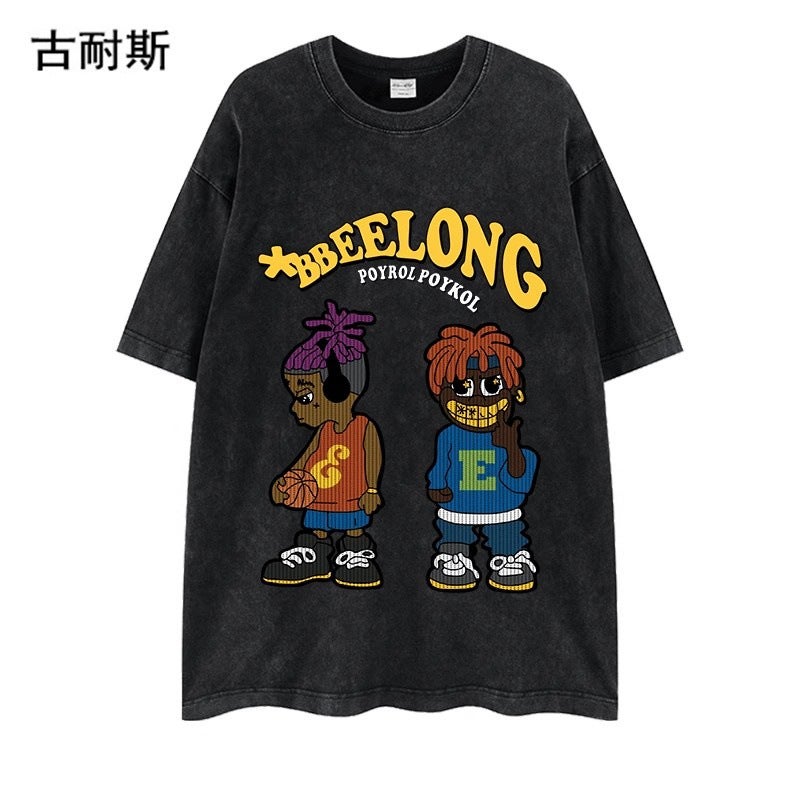 American Washing Old Tide Brand Loose Short Sleeve T-Shirt Men'S Summer T-Shirt Ins Trend - Image 1