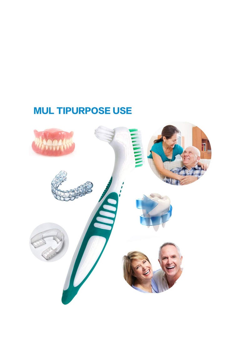 Barakah Denture Brush, 4PCS Denture Toothbrushes, Cleaning Brush Double Sided Toothbrush with Multi Layered Bristles and Rubber Anti-Slip Handle for Denture Cleaning Care Green Purple Blue Orange - Image 5