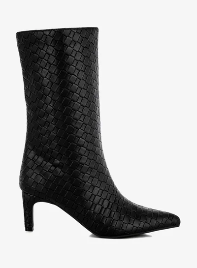 London Rag Woven Faux Leather Boots in Black