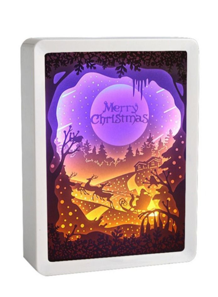 NIBEMINENT Festive Creative Home Photo Frame Gift Bedside Ambient 3D DIY Paper Sculpture Lamp 