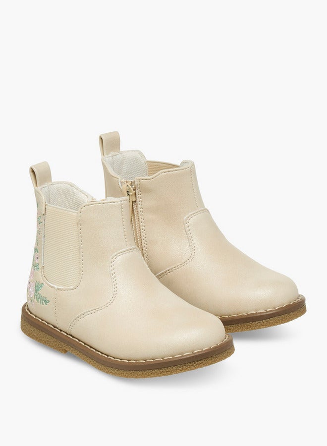 JUNIORS Embroidered Ankle Boots with Zip Closure - Image 3