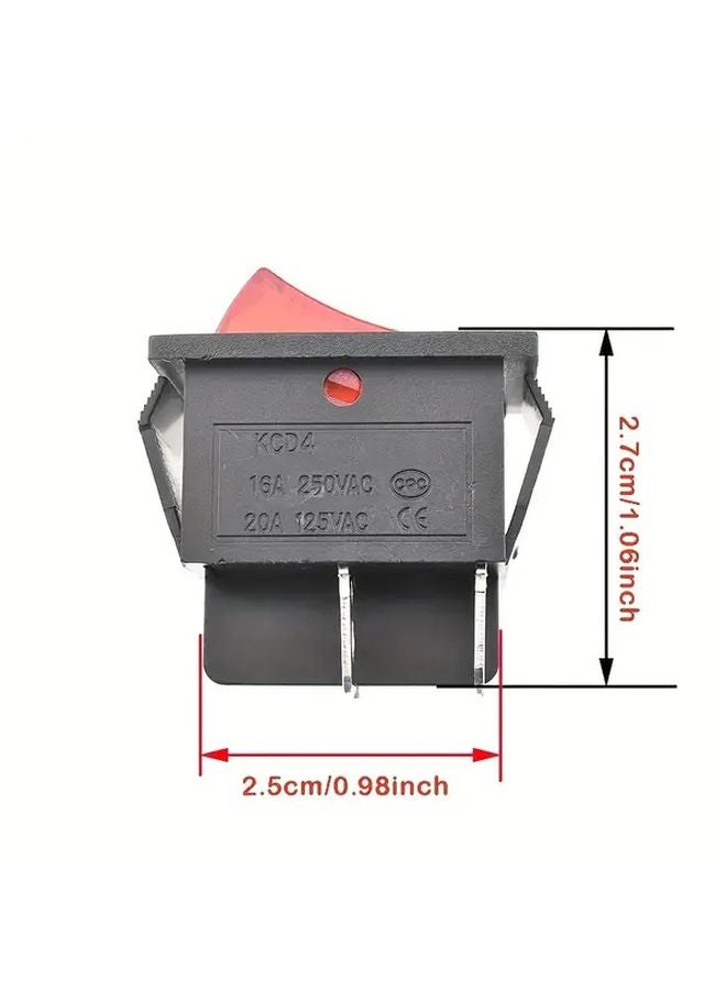 قطعتان مفتاح قارب ثنائي القطب أحادي المسار (DPST) تشغيل وإيقاف باللون الأحمر 16 أمبير 20 أمبير 250 فولت تيار متردد 125 فولت للسيارة والدراجة النارية - Image 3