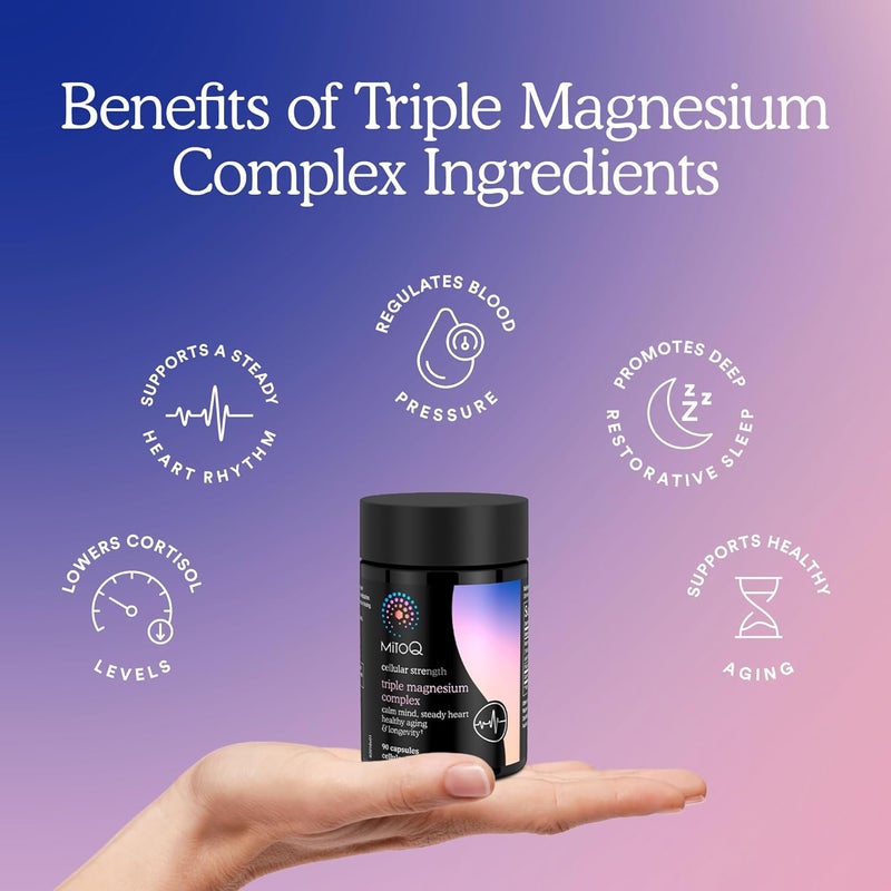 MitoQ Triple Magnesium Complex  Magnesium Glycinate Taurinate Oxide with GABA for Heart Health Stress Management  Deeper Sleep  High Absorption  90 Capsules - Image 5